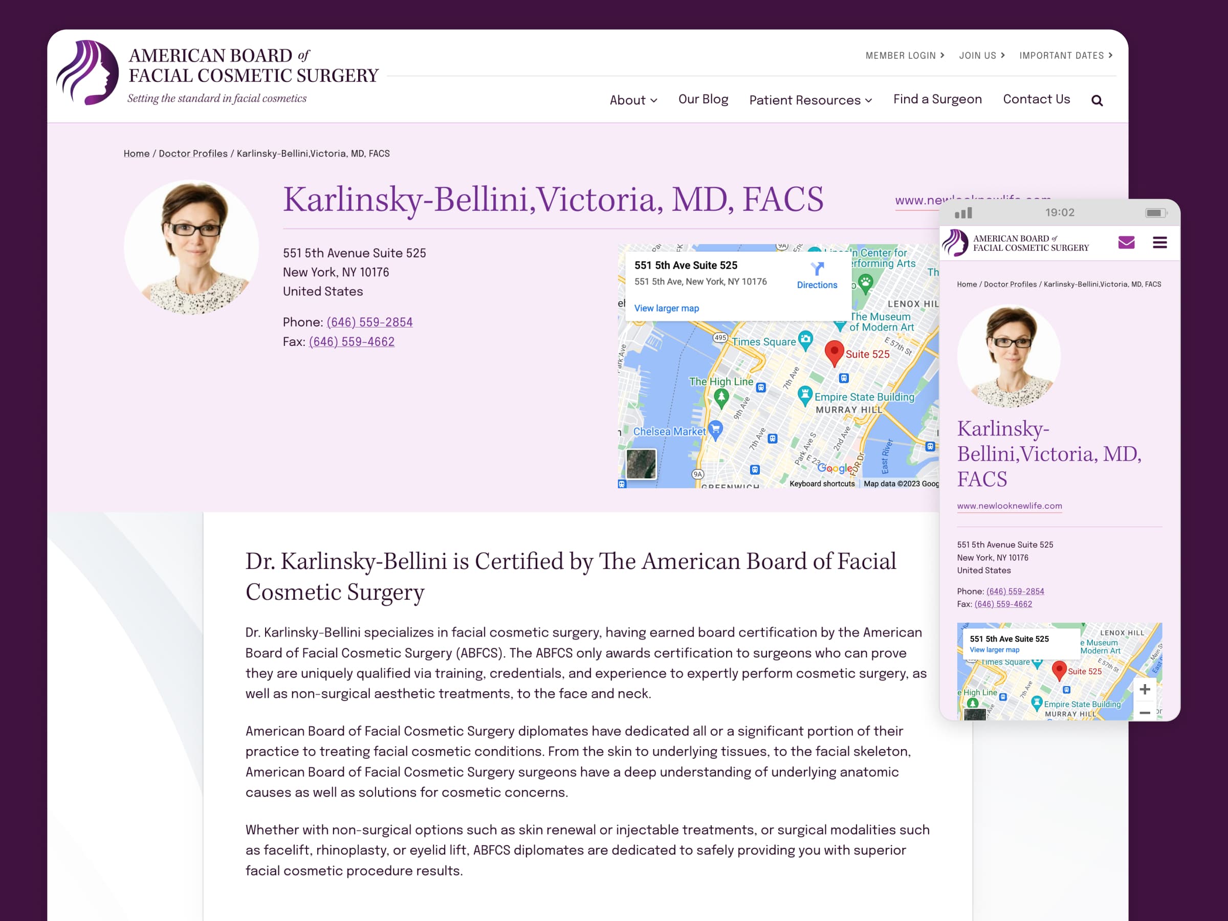 Surgeon Profile, American Board of Facial Cosmetic Surgery